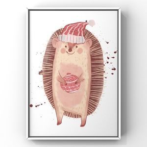 Christmas cute animal porcupine handmade holiday Gift home decor wall art